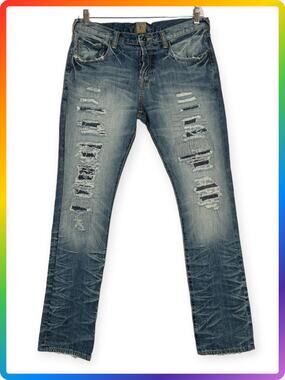 PRPS Demon Slim Fit Jeans RUNS SMALL SIZE 36x34 Distressed Ripped Denim
